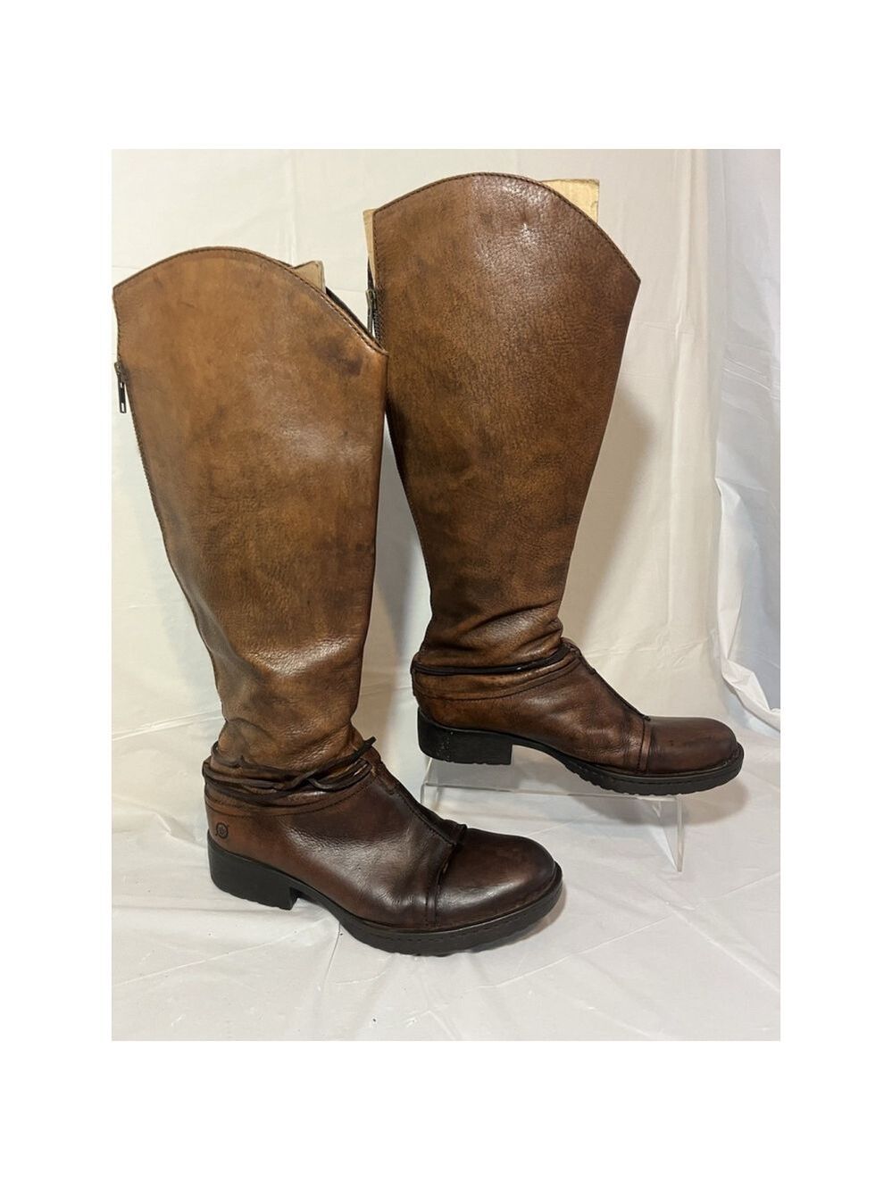 Born Shyra Tall Brown Leather Riding Boots Women Sz 8 - Picture 11 of 16